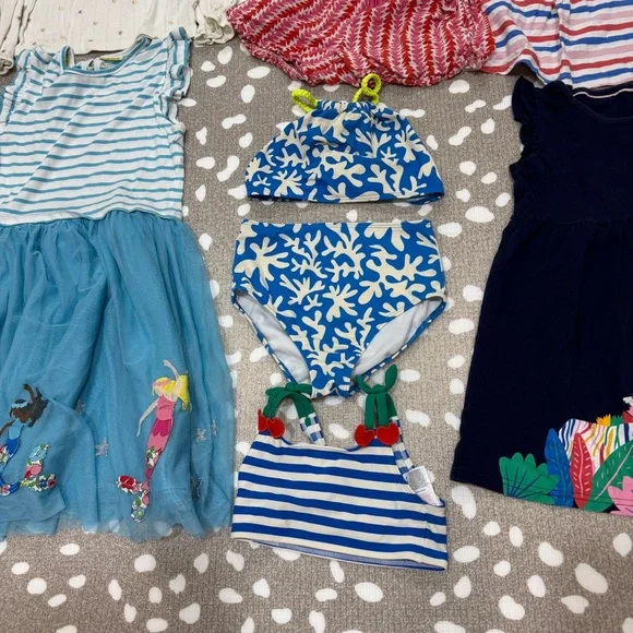 Lot of 9 Mini Boden girls dress embroidered applique shorts tee swimsuit set - Picture 5 of 15